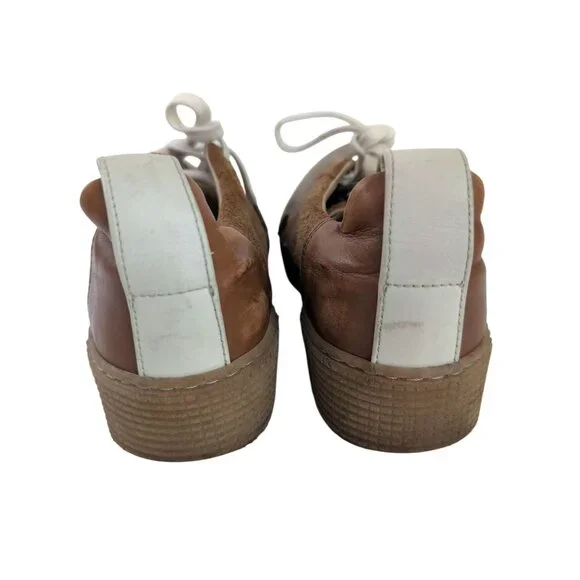 Allsaints Platform Sneakers Womens EU 38 US 8 Cherry Cognac Brown Suede Casual - Picture 4 of 12